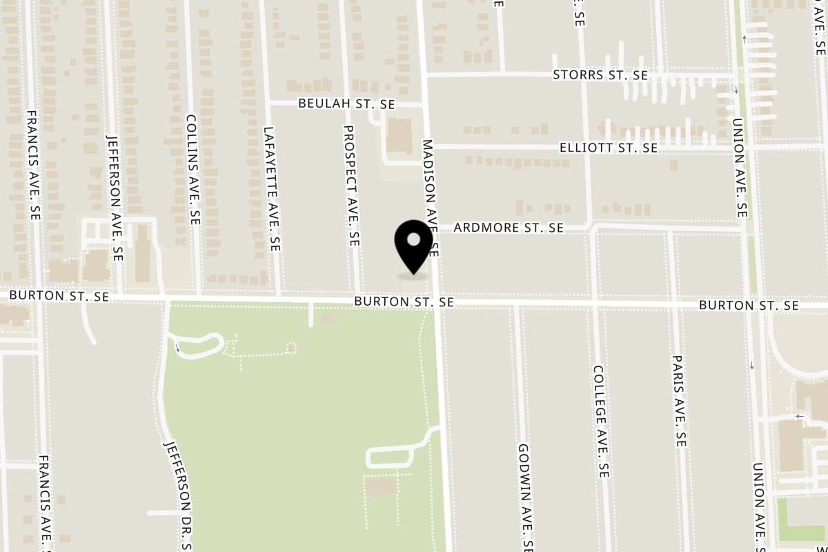 Map showing the location of 4 Brothers Chicken & Fish on 1975 Madison Ave SE in Grand Rapids